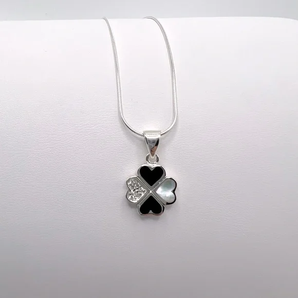 .925 Sterling Silver Clover Cz Necklace - Picture 17 of 17